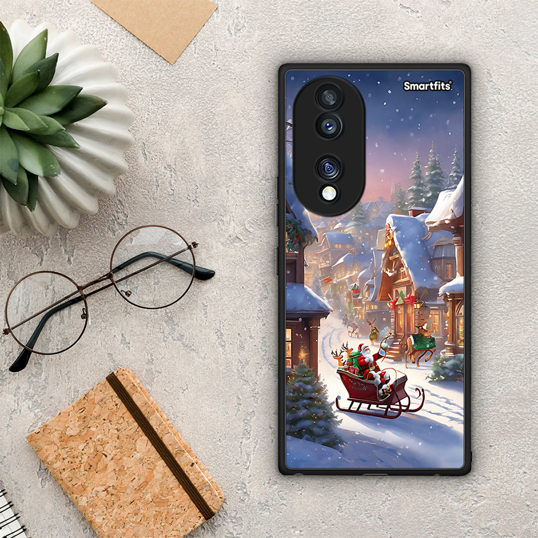 Θήκη Honor 70 5G Christmas Snow από τη Smartfits με σχέδιο στο πίσω μέρος και μαύρο περίβλημα | Honor 70 5G Christmas Snow Case with Colorful Back and Black Bezels
