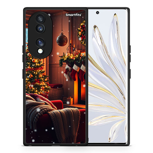 Θήκη Honor 70 5G Home For Christmas από τη Smartfits με σχέδιο στο πίσω μέρος και μαύρο περίβλημα | Honor 70 5G Home For Christmas Case with Colorful Back and Black Bezels