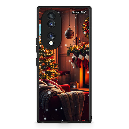 Θήκη Honor 70 5G Home For Christmas από τη Smartfits με σχέδιο στο πίσω μέρος και μαύρο περίβλημα | Honor 70 5G Home For Christmas Case with Colorful Back and Black Bezels