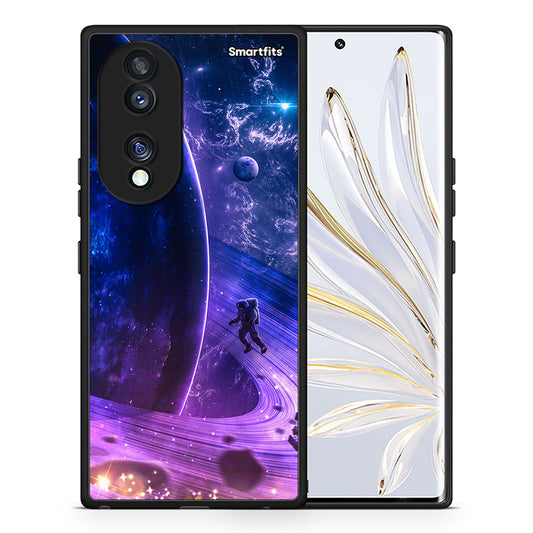 Θήκη Honor 70 5G Lost Astronaut από τη Smartfits με σχέδιο στο πίσω μέρος και μαύρο περίβλημα | Honor 70 5G Lost Astronaut Case with Colorful Back and Black Bezels