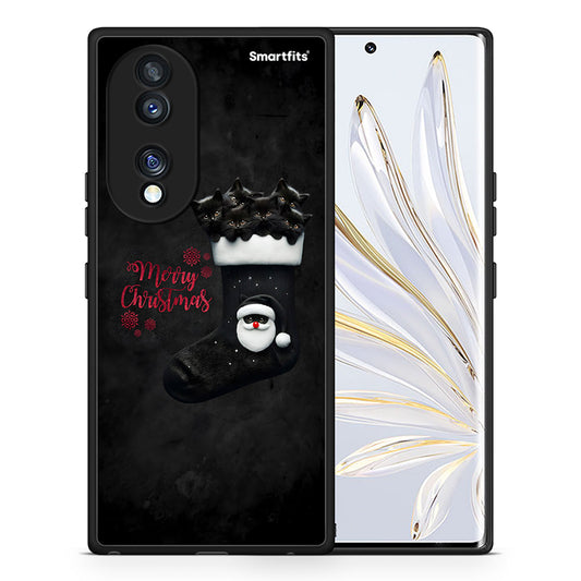 Θήκη Honor 70 5G Merry Cat Christmas από τη Smartfits με σχέδιο στο πίσω μέρος και μαύρο περίβλημα | Honor 70 5G Merry Cat Christmas Case with Colorful Back and Black Bezels