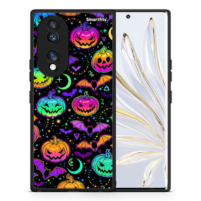 Θήκη Honor 70 5G Neon Halloween από τη Smartfits με σχέδιο στο πίσω μέρος και μαύρο περίβλημα | Honor 70 5G Neon Halloween Case with Colorful Back and Black Bezels