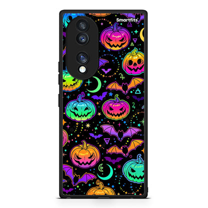 Θήκη Honor 70 5G Neon Halloween από τη Smartfits με σχέδιο στο πίσω μέρος και μαύρο περίβλημα | Honor 70 5G Neon Halloween Case with Colorful Back and Black Bezels
