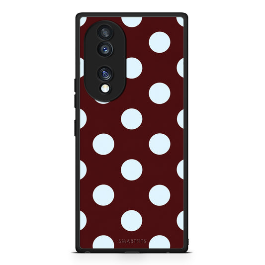 Θήκη Honor 70 5G Pale Blue Large Polka Dots on Burgundy από τη Smartfits με σχέδιο στο πίσω μέρος και μαύρο περίβλημα | Honor 70 5G Pale Blue Large Polka Dots on Burgundy case with colorful back and black bezels