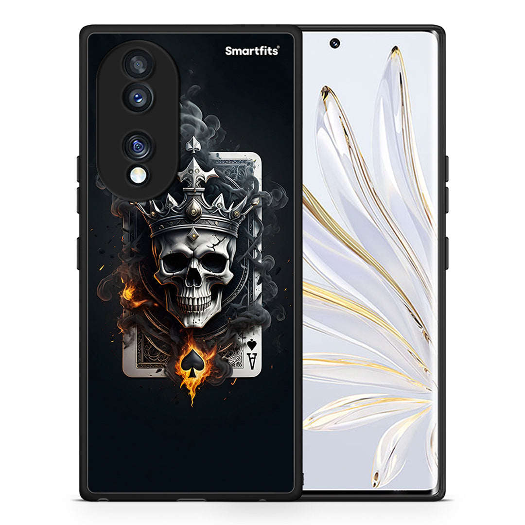 Θήκη Honor 70 5G Skull King Ace από τη Smartfits με σχέδιο στο πίσω μέρος και μαύρο περίβλημα | Honor 70 5G Skull King Ace Case with Colorful Back and Black Bezels