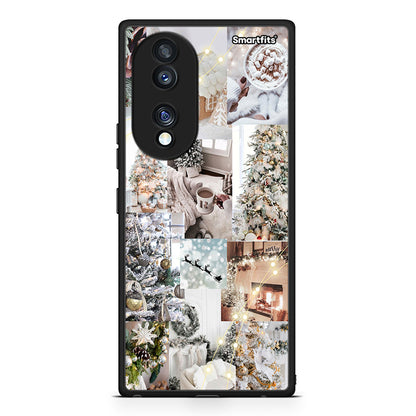 Θήκη Honor 70 5G White Christmas από τη Smartfits με σχέδιο στο πίσω μέρος και μαύρο περίβλημα | Honor 70 5G White Christmas Case with Colorful Back and Black Bezels