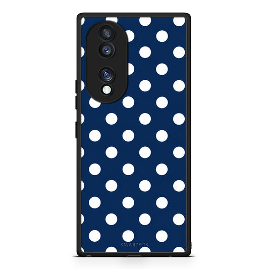 Θήκη Honor 70 5G White Large Polka Dots on Navy από τη Smartfits με σχέδιο στο πίσω μέρος και μαύρο περίβλημα | Honor 70 5G White Large Polka Dots on Navy case with colorful back and black bezels