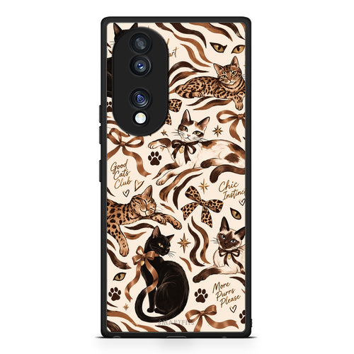 Θήκη Honor 70 5G Wild Cats and Animal Print Collage από τη Smartfits με σχέδιο στο πίσω μέρος και μαύρο περίβλημα | Honor 70 5G Wild Cats and Animal Print Collage case with colorful back and black bezels