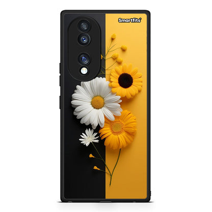 Θήκη Honor 70 5G Yellow Daisies από τη Smartfits με σχέδιο στο πίσω μέρος και μαύρο περίβλημα | Honor 70 5G Yellow Daisies Case with Colorful Back and Black Bezels