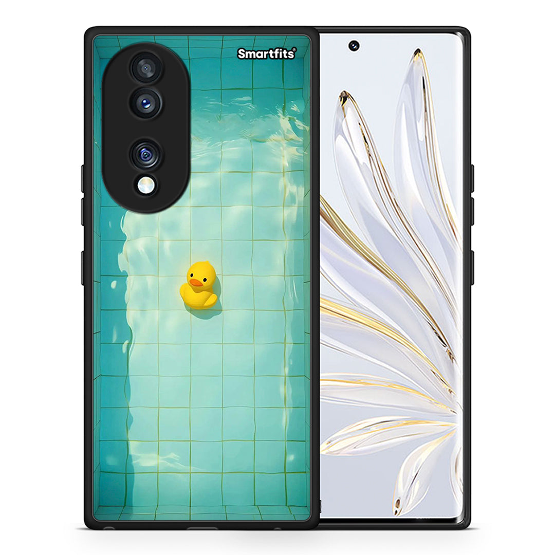Θήκη Honor 70 5G Yellow Duck από τη Smartfits με σχέδιο στο πίσω μέρος και μαύρο περίβλημα | Honor 70 5G Yellow Duck Case with Colorful Back and Black Bezels