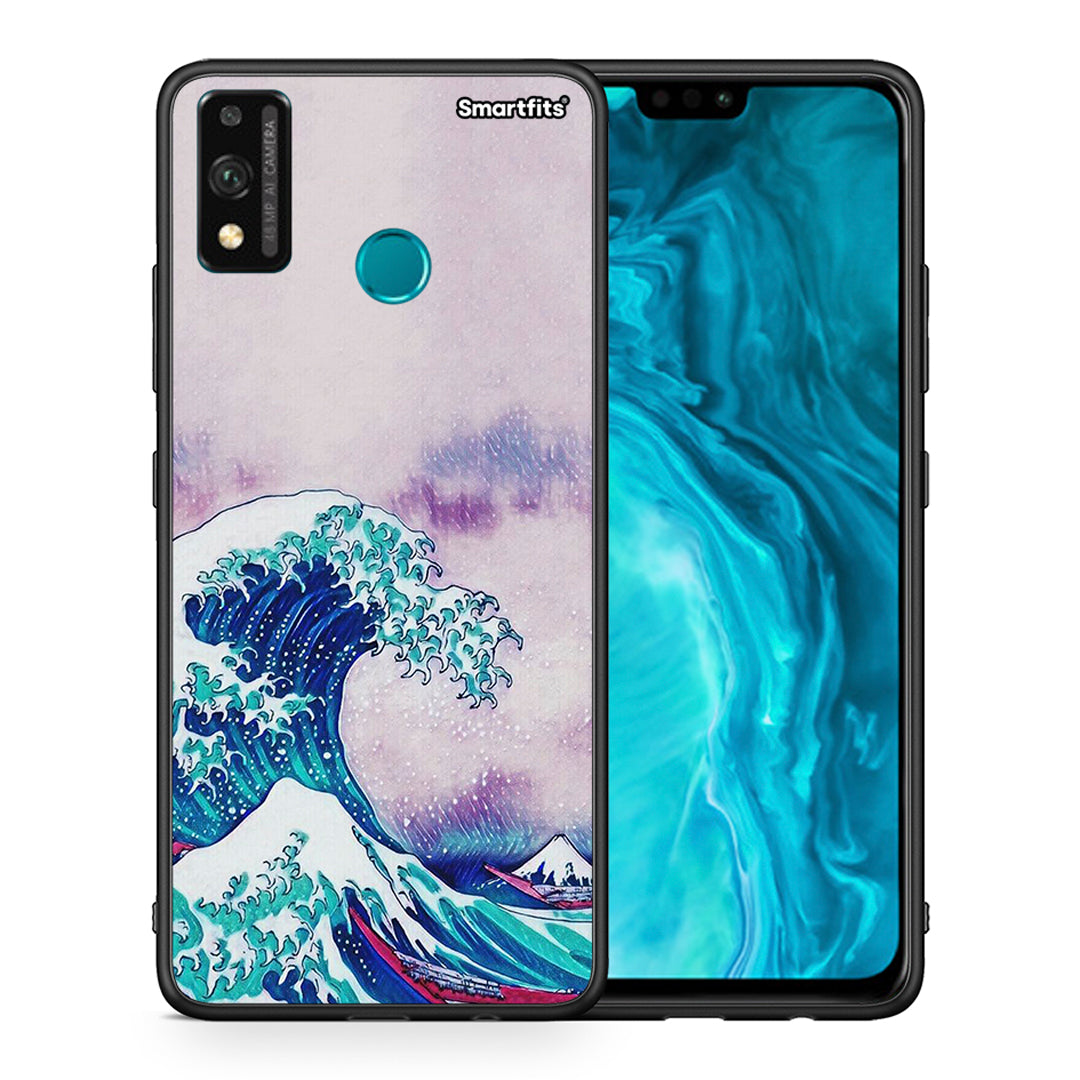 Θήκη Honor 9X Lite Blue Waves από τη Smartfits με σχέδιο στο πίσω μέρος και μαύρο περίβλημα | Honor 9X Lite Blue Waves case with colorful back and black bezels