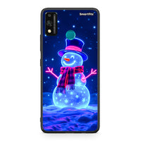 Thumbnail for Honor 9X Lite Christmas Neon Snowman θήκη από τη Smartfits με σχέδιο στο πίσω μέρος και μαύρο περίβλημα | Smartphone case with colorful back and black bezels by Smartfits