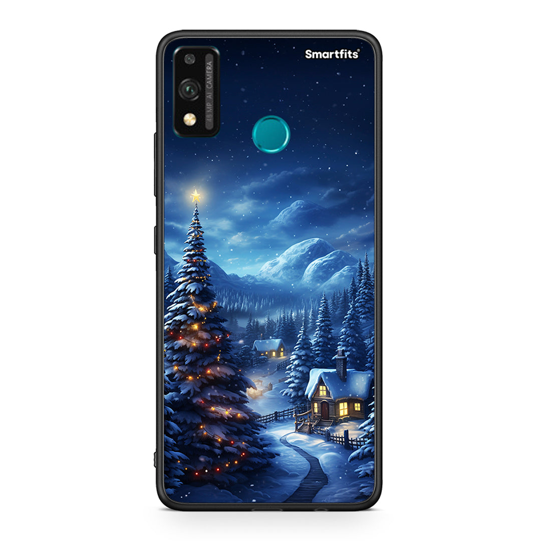 Honor 9X Lite Christmas Scenery θήκη από τη Smartfits με σχέδιο στο πίσω μέρος και μαύρο περίβλημα | Smartphone case with colorful back and black bezels by Smartfits