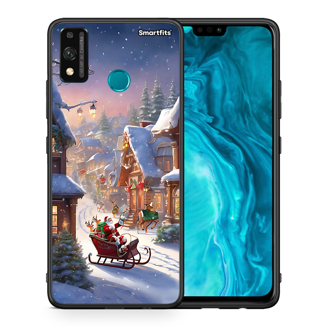 Θήκη Honor 9X Lite Christmas Snow από τη Smartfits με σχέδιο στο πίσω μέρος και μαύρο περίβλημα | Honor 9X Lite Christmas Snow case with colorful back and black bezels