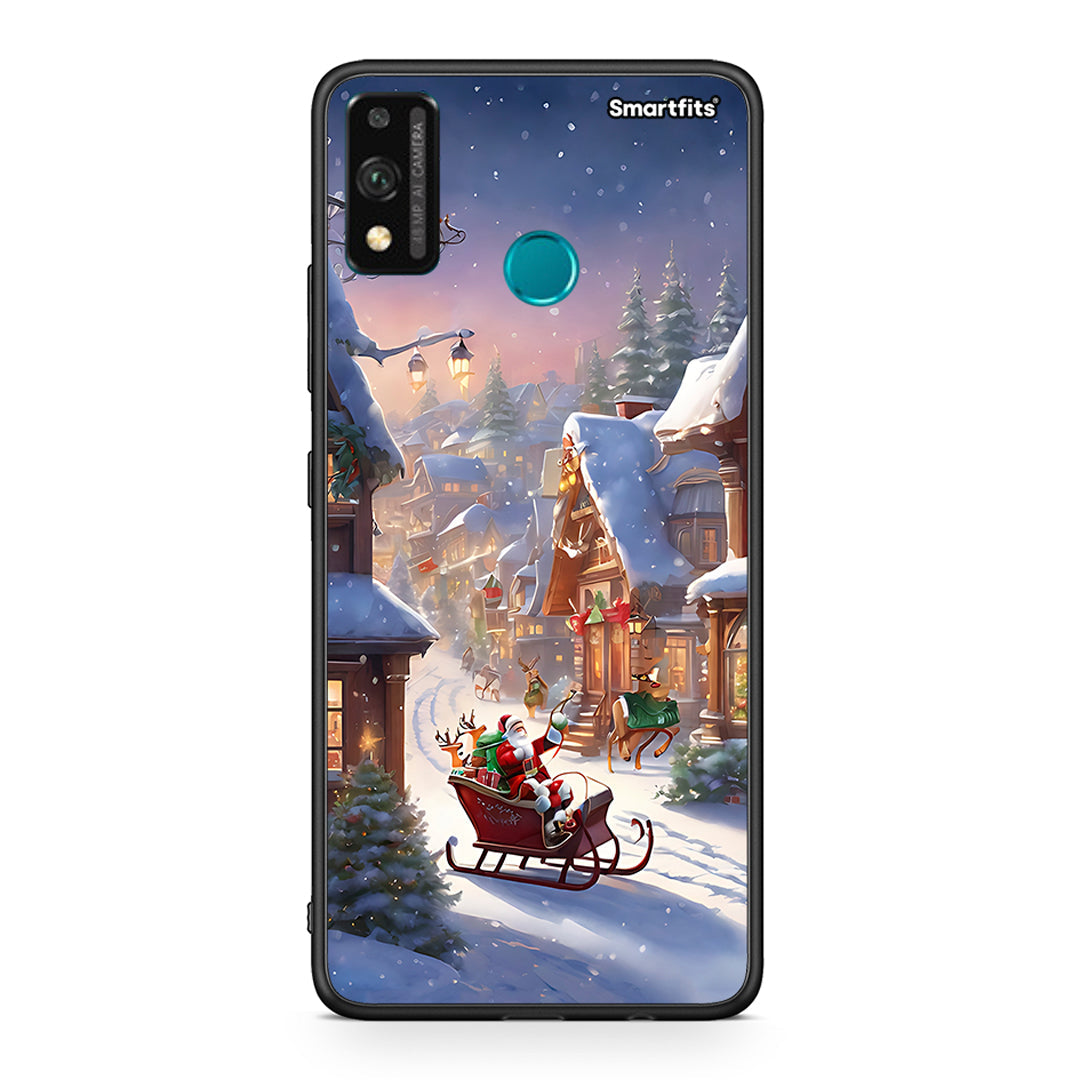 Honor 9X Lite Christmas Snow θήκη από τη Smartfits με σχέδιο στο πίσω μέρος και μαύρο περίβλημα | Smartphone case with colorful back and black bezels by Smartfits