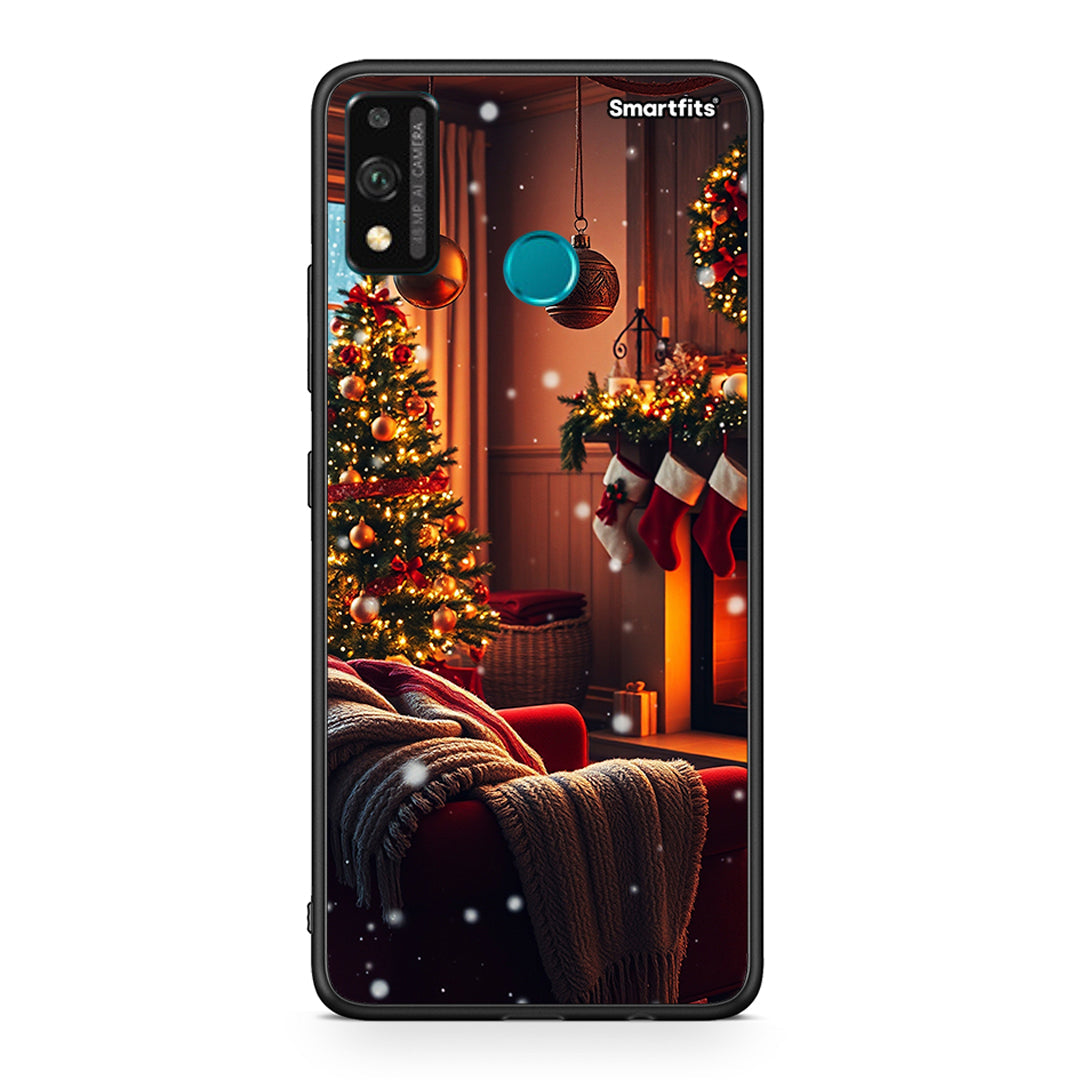 Honor 9X Lite Home For Christmas θήκη από τη Smartfits με σχέδιο στο πίσω μέρος και μαύρο περίβλημα | Smartphone case with colorful back and black bezels by Smartfits