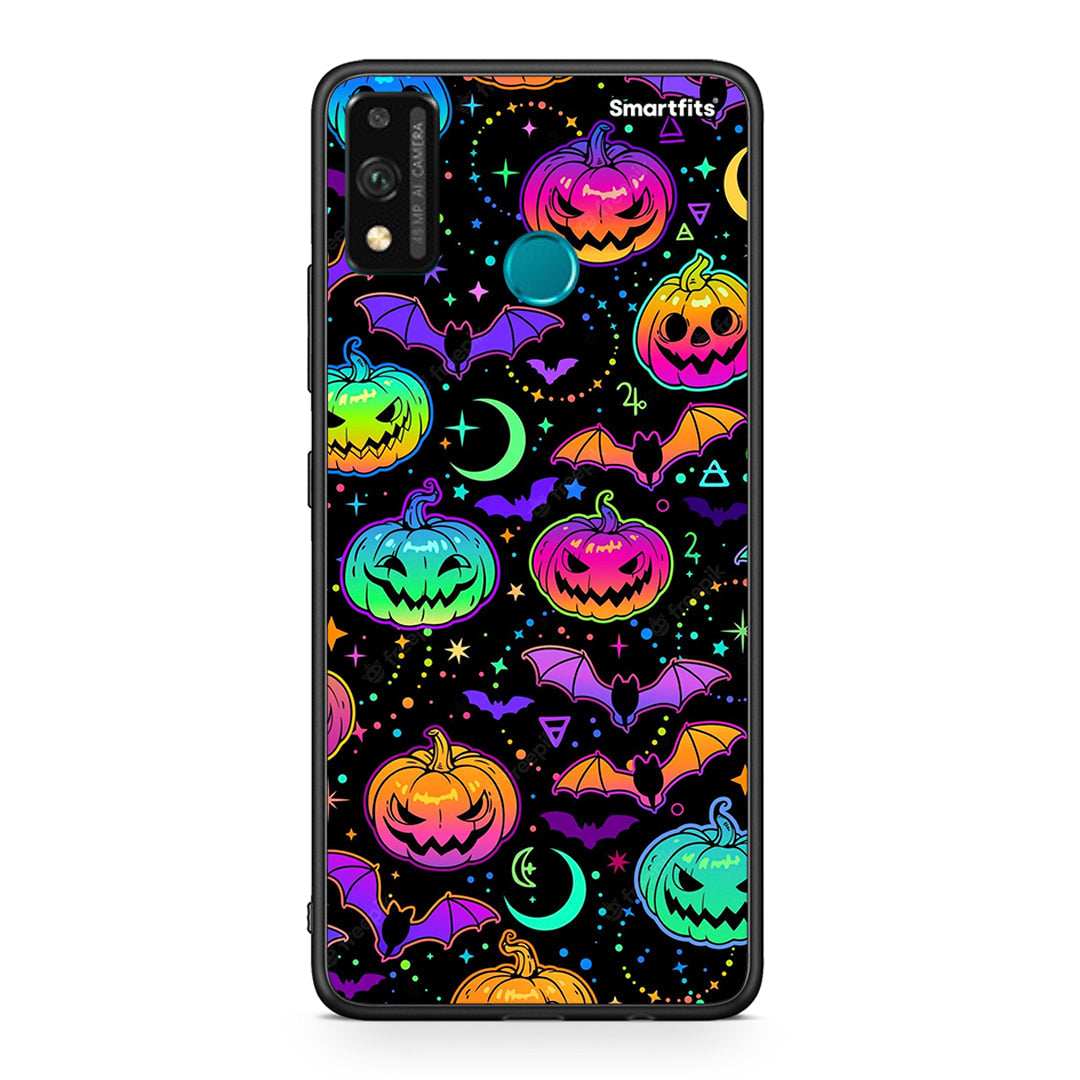 Honor 9X Lite Neon Halloween θήκη από τη Smartfits με σχέδιο στο πίσω μέρος και μαύρο περίβλημα | Smartphone case with colorful back and black bezels by Smartfits