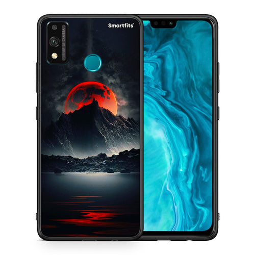 Θήκη Honor 9X Lite Red Full Moon από τη Smartfits με σχέδιο στο πίσω μέρος και μαύρο περίβλημα | Honor 9X Lite Red Full Moon case with colorful back and black bezels