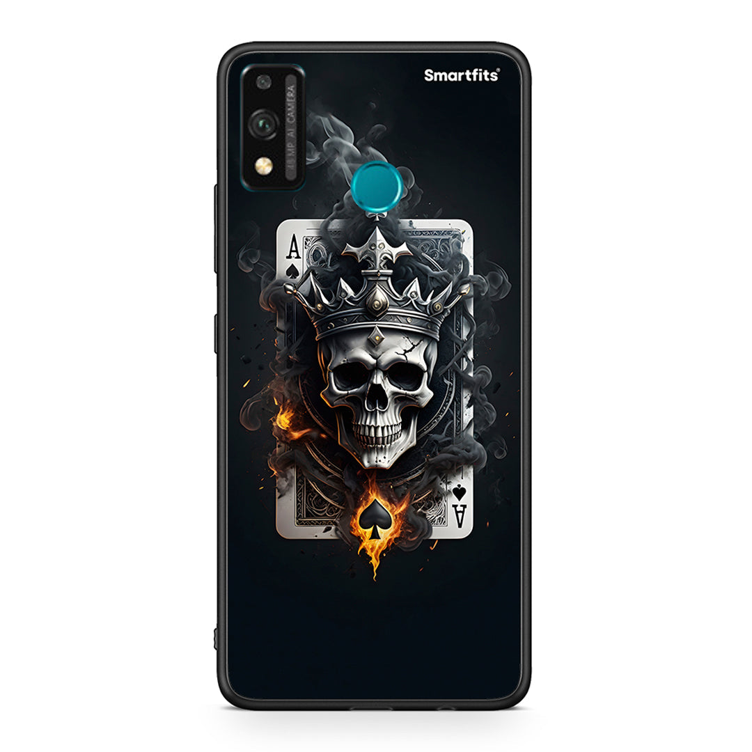 Honor 9X Lite Skull King Ace θήκη από τη Smartfits με σχέδιο στο πίσω μέρος και μαύρο περίβλημα | Smartphone case with colorful back and black bezels by Smartfits