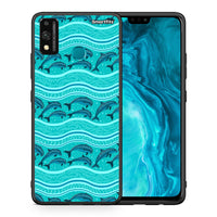 Thumbnail for Θήκη Honor 9X Lite Swimming Dolphins από τη Smartfits με σχέδιο στο πίσω μέρος και μαύρο περίβλημα | Honor 9X Lite Swimming Dolphins case with colorful back and black bezels