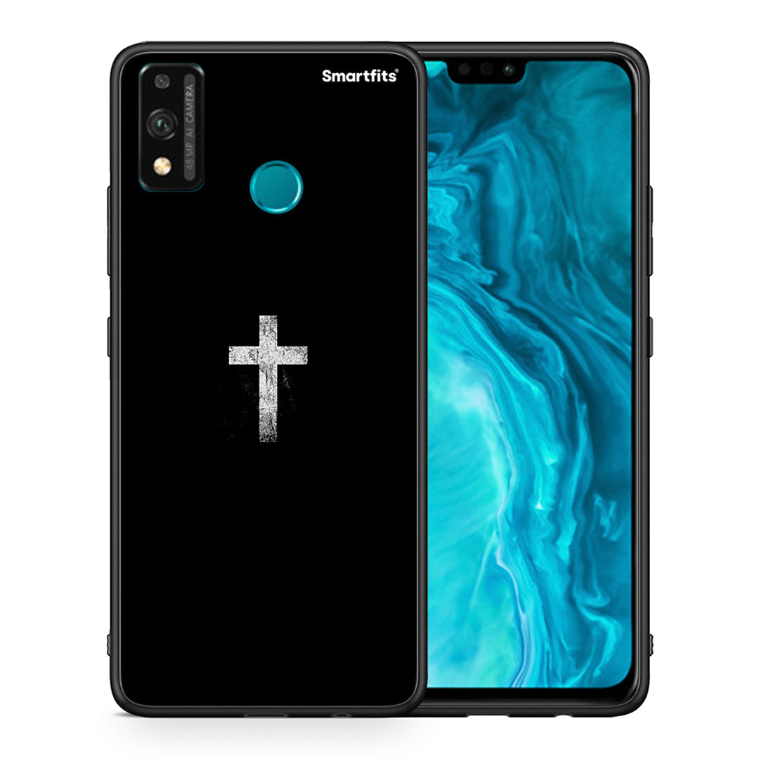 Θήκη Honor 9X Lite White Cross από τη Smartfits με σχέδιο στο πίσω μέρος και μαύρο περίβλημα | Honor 9X Lite White Cross case with colorful back and black bezels