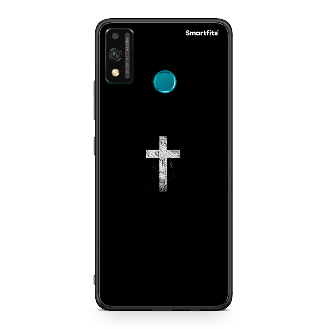 Honor 9X Lite White Cross θήκη από τη Smartfits με σχέδιο στο πίσω μέρος και μαύρο περίβλημα | Smartphone case with colorful back and black bezels by Smartfits