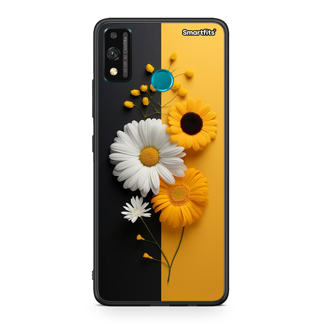 Honor 9X Lite Yellow Daisies θήκη από τη Smartfits με σχέδιο στο πίσω μέρος και μαύρο περίβλημα | Smartphone case with colorful back and black bezels by Smartfits