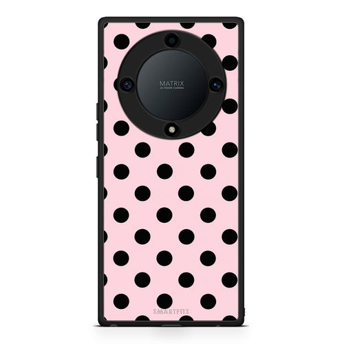 Θήκη Honor Magic5 Lite 5G / X9a Black Polka Dots on Pink από τη Smartfits με σχέδιο στο πίσω μέρος και μαύρο περίβλημα | Honor Magic5 Lite 5G / X9a Black Polka Dots on Pink case with colorful back and black bezels