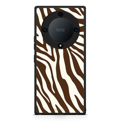 Θήκη Honor Magic5 Lite 5G / X9a Brown and Cream Zebra Stripes από τη Smartfits με σχέδιο στο πίσω μέρος και μαύρο περίβλημα | Honor Magic5 Lite 5G / X9a Brown and Cream Zebra Stripes case with colorful back and black bezels