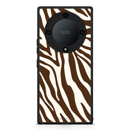 Θήκη Honor Magic5 Lite 5G / X9a Brown and Cream Zebra Stripes από τη Smartfits με σχέδιο στο πίσω μέρος και μαύρο περίβλημα | Honor Magic5 Lite 5G / X9a Brown and Cream Zebra Stripes case with colorful back and black bezels