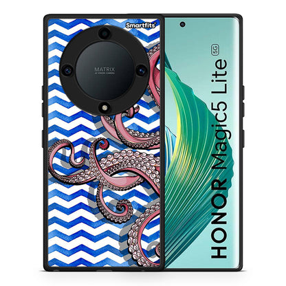 Θήκη Honor Magic5 Lite 5G / X9a Chevron Devilfish από τη Smartfits με σχέδιο στο πίσω μέρος και μαύρο περίβλημα | Honor Magic5 Lite 5G / X9a Chevron Devilfish Case with Colorful Back and Black Bezels