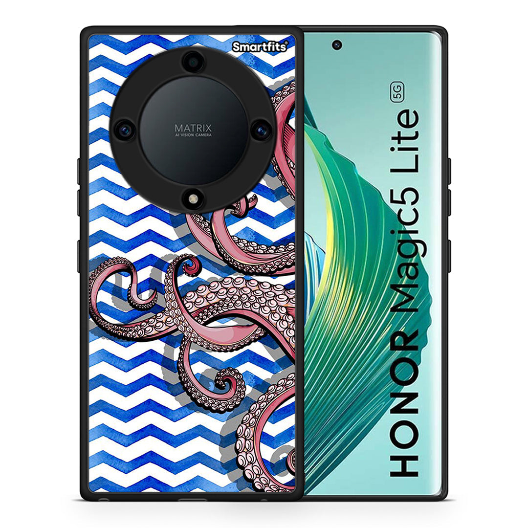 Θήκη Honor Magic5 Lite 5G / X9a Chevron Devilfish από τη Smartfits με σχέδιο στο πίσω μέρος και μαύρο περίβλημα | Honor Magic5 Lite 5G / X9a Chevron Devilfish Case with Colorful Back and Black Bezels