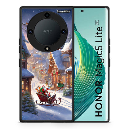 Θήκη Honor Magic5 Lite 5G / X9a Christmas Snow από τη Smartfits με σχέδιο στο πίσω μέρος και μαύρο περίβλημα | Honor Magic5 Lite 5G / X9a Christmas Snow Case with Colorful Back and Black Bezels