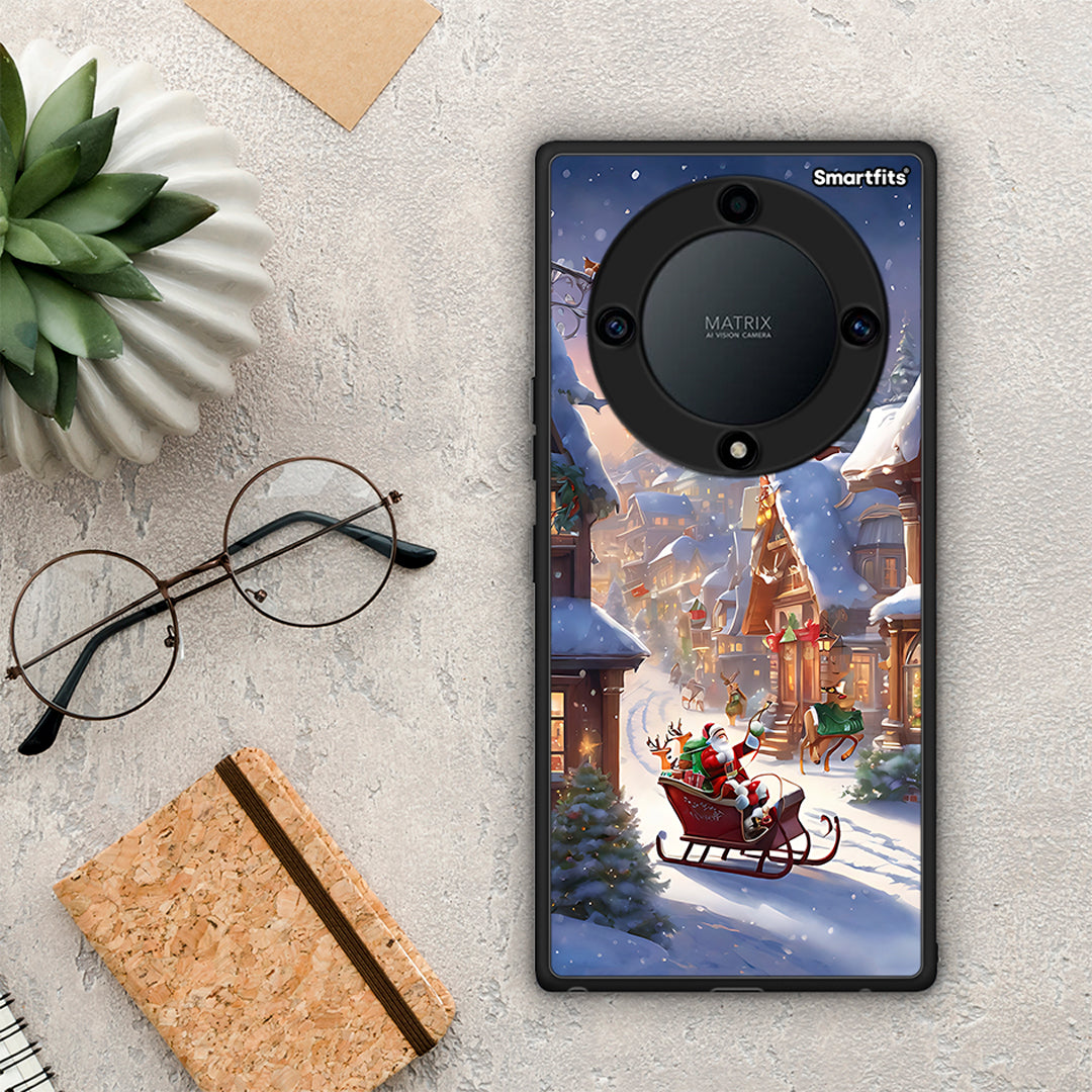 Θήκη Honor Magic5 Lite 5G / X9a Christmas Snow από τη Smartfits με σχέδιο στο πίσω μέρος και μαύρο περίβλημα | Honor Magic5 Lite 5G / X9a Christmas Snow Case with Colorful Back and Black Bezels