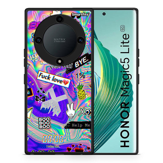 Θήκη Honor Magic5 Lite 5G / X9a Game Over από τη Smartfits με σχέδιο στο πίσω μέρος και μαύρο περίβλημα | Honor Magic5 Lite 5G / X9a Game Over Case with Colorful Back and Black Bezels