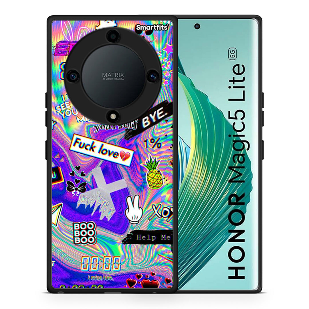 Θήκη Honor Magic5 Lite 5G / X9a Game Over από τη Smartfits με σχέδιο στο πίσω μέρος και μαύρο περίβλημα | Honor Magic5 Lite 5G / X9a Game Over Case with Colorful Back and Black Bezels