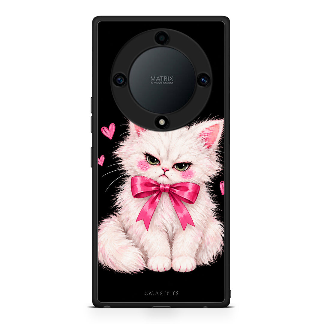 Θήκη Honor Magic5 Lite 5G / X9a Grumpy Party Kitten on Black από τη Smartfits με σχέδιο στο πίσω μέρος και μαύρο περίβλημα | Honor Magic5 Lite 5G / X9a Grumpy Party Kitten on Black case with colorful back and black bezels