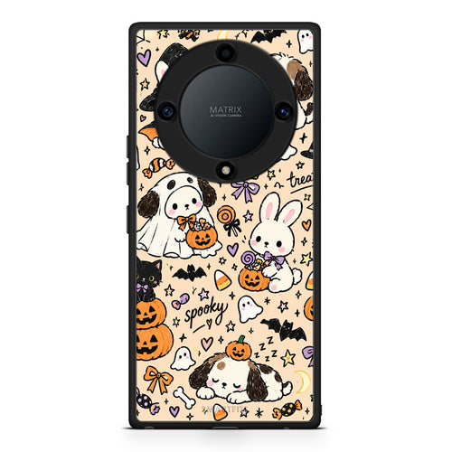 Θήκη Honor Magic5 Lite 5G / X9a Halloween Puppies and Friends on Cream από τη Smartfits με σχέδιο στο πίσω μέρος και μαύρο περίβλημα | Honor Magic5 Lite 5G / X9a Halloween Puppies and Friends on Cream case with colorful back and black bezels