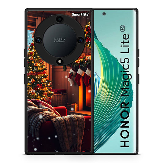 Θήκη Honor Magic5 Lite 5G / X9a Home For Christmas από τη Smartfits με σχέδιο στο πίσω μέρος και μαύρο περίβλημα | Honor Magic5 Lite 5G / X9a Home For Christmas Case with Colorful Back and Black Bezels