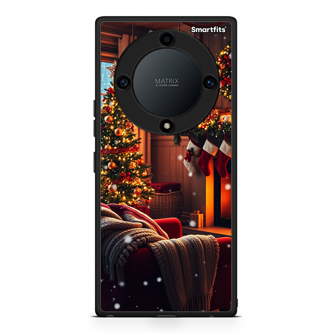 Θήκη Honor Magic5 Lite 5G / X9a Home For Christmas από τη Smartfits με σχέδιο στο πίσω μέρος και μαύρο περίβλημα | Honor Magic5 Lite 5G / X9a Home For Christmas Case with Colorful Back and Black Bezels