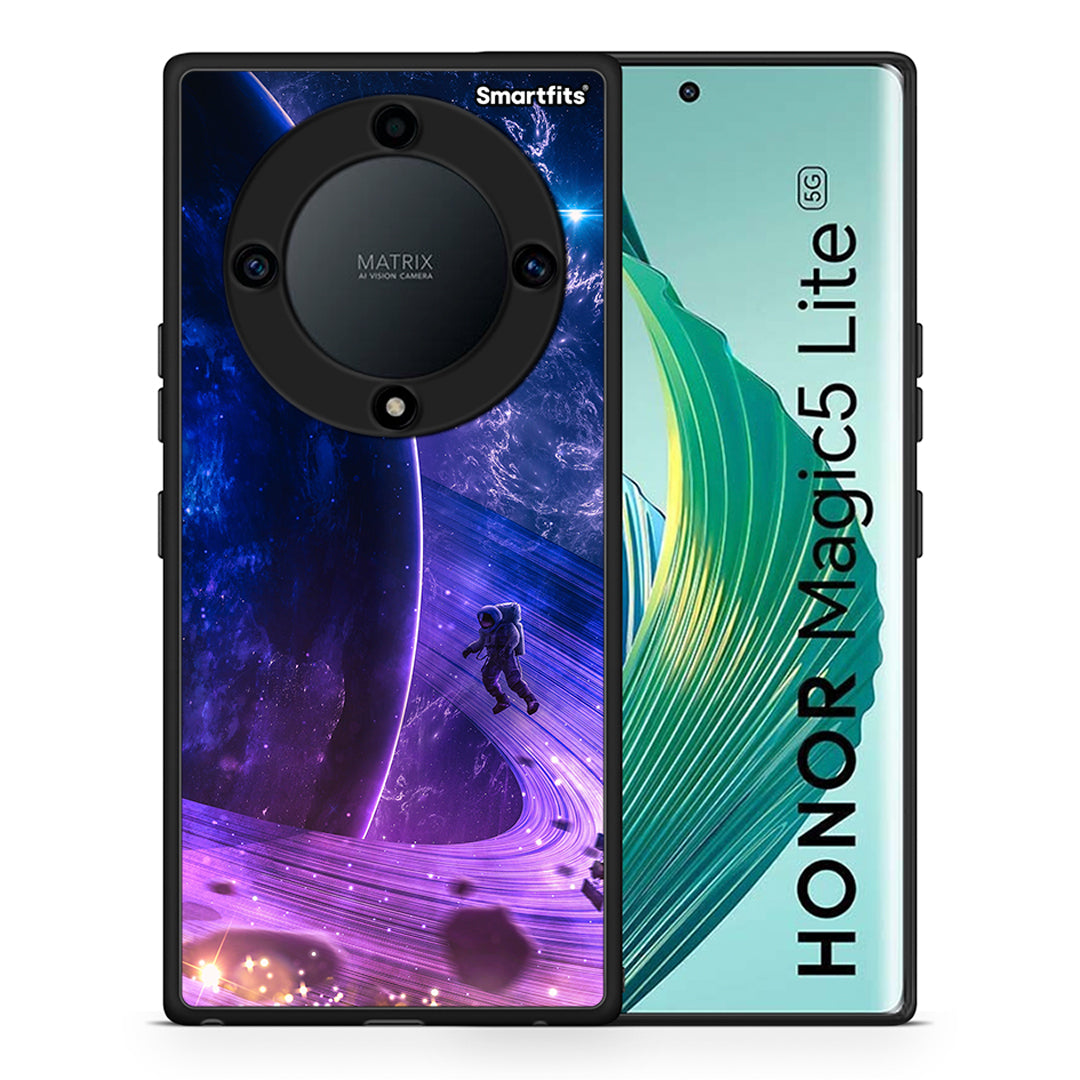 Θήκη Honor Magic5 Lite 5G / X9a Lost Astronaut από τη Smartfits με σχέδιο στο πίσω μέρος και μαύρο περίβλημα | Honor Magic5 Lite 5G / X9a Lost Astronaut Case with Colorful Back and Black Bezels