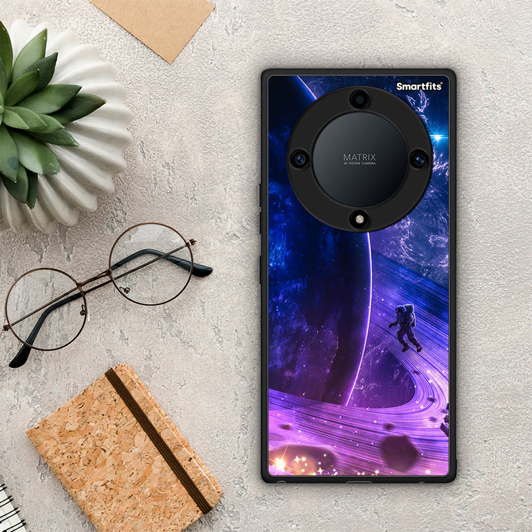 Θήκη Honor Magic5 Lite 5G / X9a Lost Astronaut από τη Smartfits με σχέδιο στο πίσω μέρος και μαύρο περίβλημα | Honor Magic5 Lite 5G / X9a Lost Astronaut Case with Colorful Back and Black Bezels