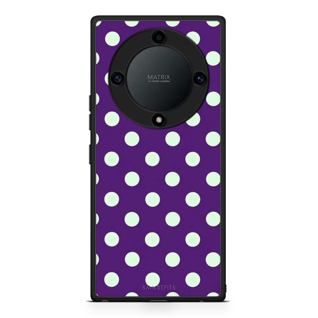 Θήκη Honor Magic5 Lite 5G / X9a Mint Polka Dots on Purple από τη Smartfits με σχέδιο στο πίσω μέρος και μαύρο περίβλημα | Honor Magic5 Lite 5G / X9a Mint Polka Dots on Purple case with colorful back and black bezels