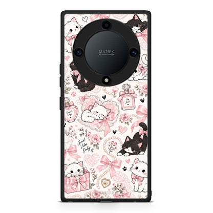 Θήκη Honor Magic5 Lite 5G / X9a Pink Bows and Kittens Collage από τη Smartfits με σχέδιο στο πίσω μέρος και μαύρο περίβλημα | Honor Magic5 Lite 5G / X9a Pink Bows and Kittens Collage case with colorful back and black bezels