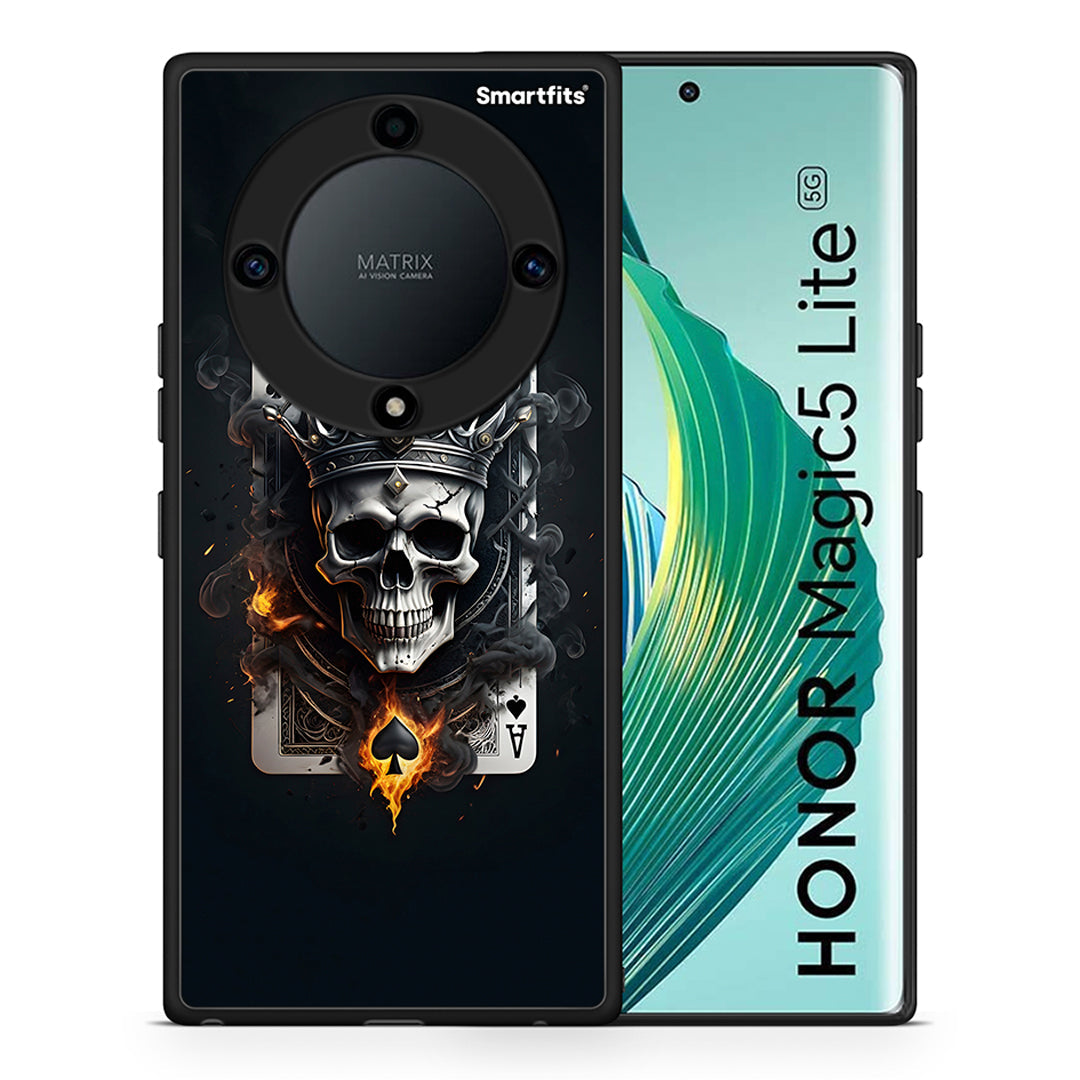 Θήκη Honor Magic5 Lite 5G / X9a Skull King Ace από τη Smartfits με σχέδιο στο πίσω μέρος και μαύρο περίβλημα | Honor Magic5 Lite 5G / X9a Skull King Ace Case with Colorful Back and Black Bezels