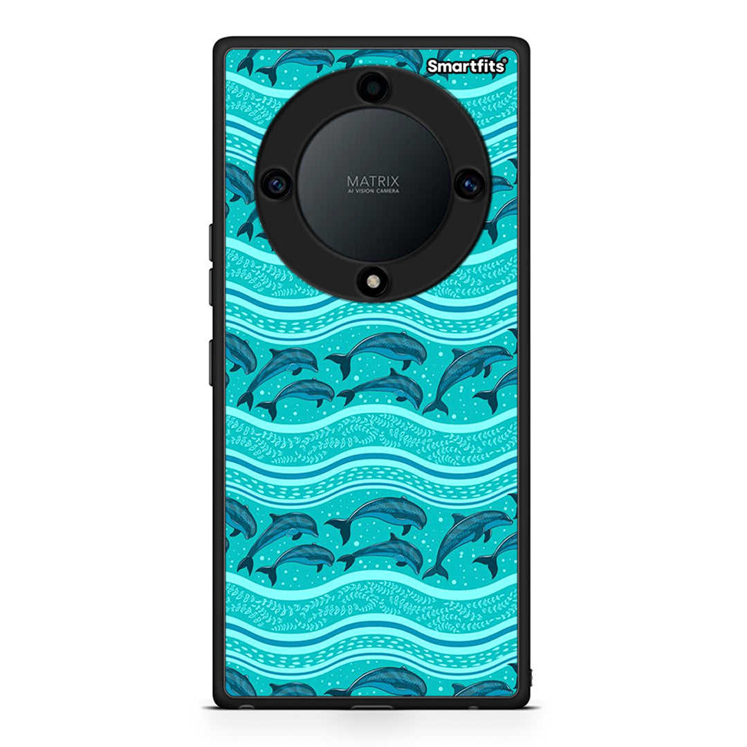 Θήκη Honor Magic5 Lite 5G / X9a Swimming Dolphins από τη Smartfits με σχέδιο στο πίσω μέρος και μαύρο περίβλημα | Honor Magic5 Lite 5G / X9a Swimming Dolphins Case with Colorful Back and Black Bezels