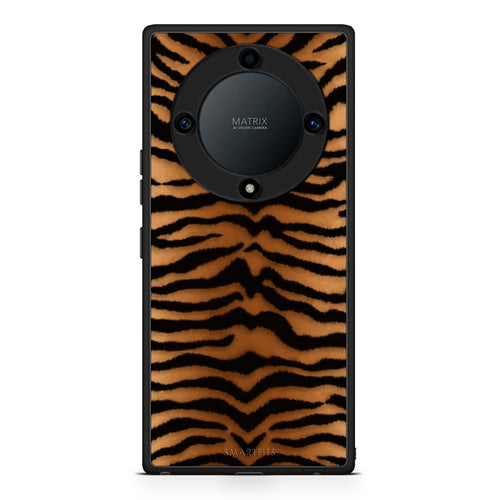 Θήκη Honor Magic5 Lite 5G / X9a Tiger Print Orange and Black από τη Smartfits με σχέδιο στο πίσω μέρος και μαύρο περίβλημα | Honor Magic5 Lite 5G / X9a Tiger Print Orange and Black case with colorful back and black bezels