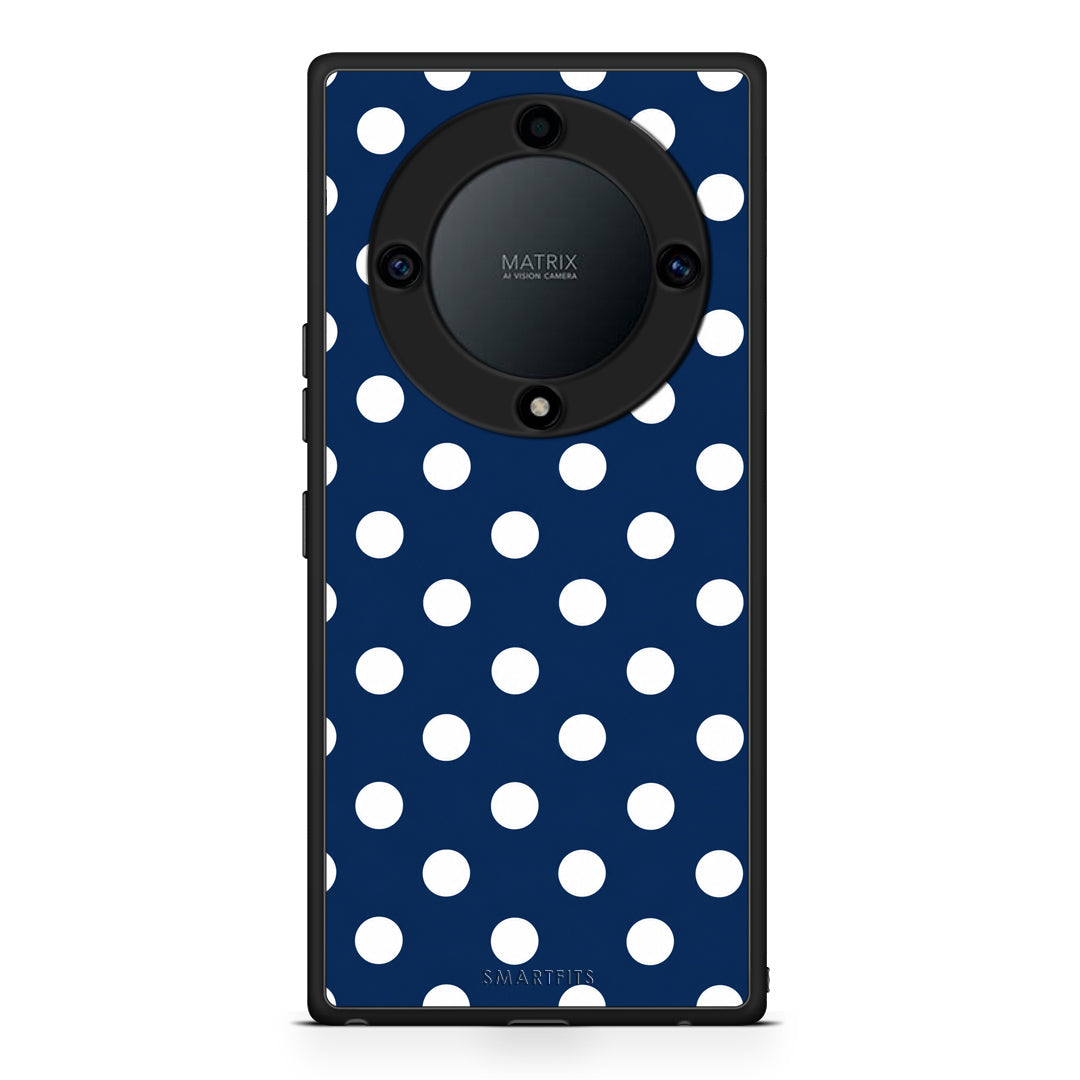 Θήκη Honor Magic5 Lite 5G / X9a White Large Polka Dots on Navy από τη Smartfits με σχέδιο στο πίσω μέρος και μαύρο περίβλημα | Honor Magic5 Lite 5G / X9a White Large Polka Dots on Navy case with colorful back and black bezels