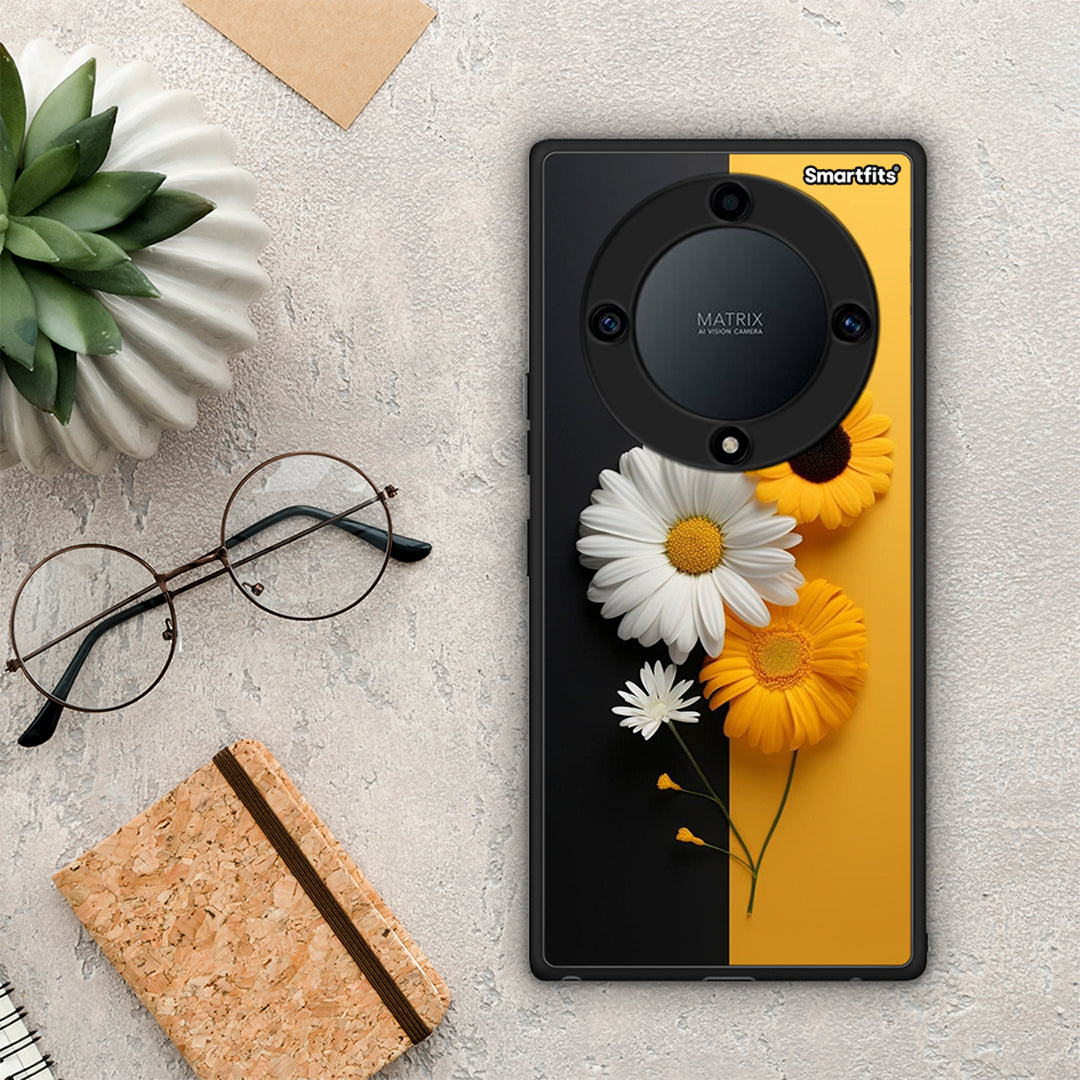 Θήκη Honor Magic5 Lite 5G / X9a Yellow Daisies από τη Smartfits με σχέδιο στο πίσω μέρος και μαύρο περίβλημα | Honor Magic5 Lite 5G / X9a Yellow Daisies Case with Colorful Back and Black Bezels