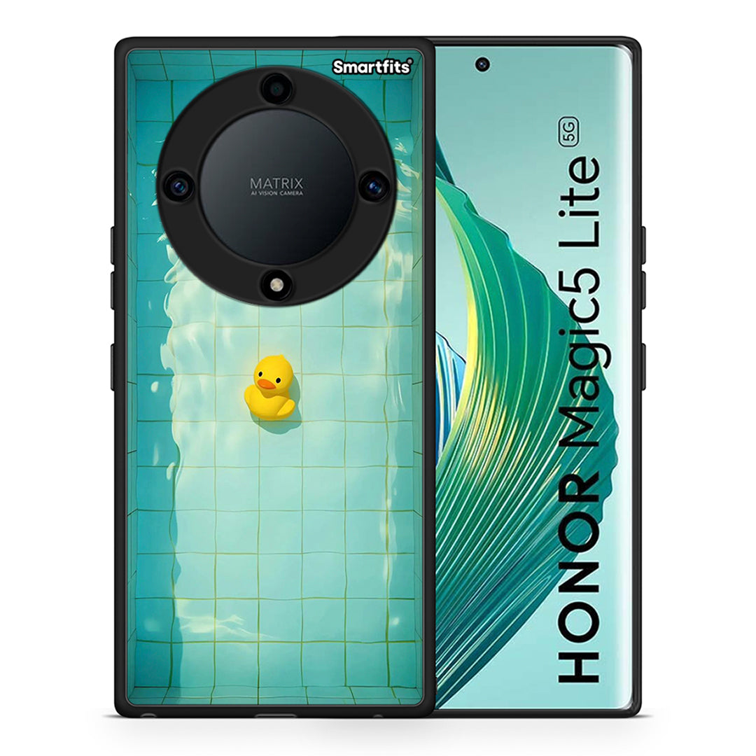 Θήκη Honor Magic5 Lite 5G / X9a Yellow Duck από τη Smartfits με σχέδιο στο πίσω μέρος και μαύρο περίβλημα | Honor Magic5 Lite 5G / X9a Yellow Duck Case with Colorful Back and Black Bezels